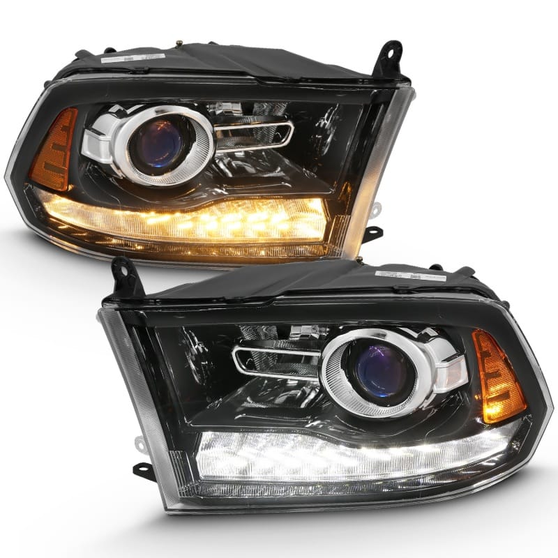 ANZO 2009-2018 Dodge Ram 1500 Projector Plank Style Switchback H.L Halo Black Amber (OE Style) thumbnail 2