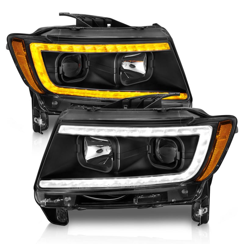ANZO 11-13 Jeep Grand Cherokee (Factory Halogen Only) Projector Headlights w/Light Bar Swtchbk Black thumbnail 3