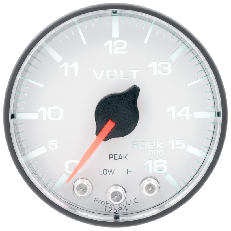 Autometer Spek-Pro Gauge Voltmeter 2 1/16in 16V Stepper Motor W/Peak & Warn Wht/Blk - P344128 thumbnail 3