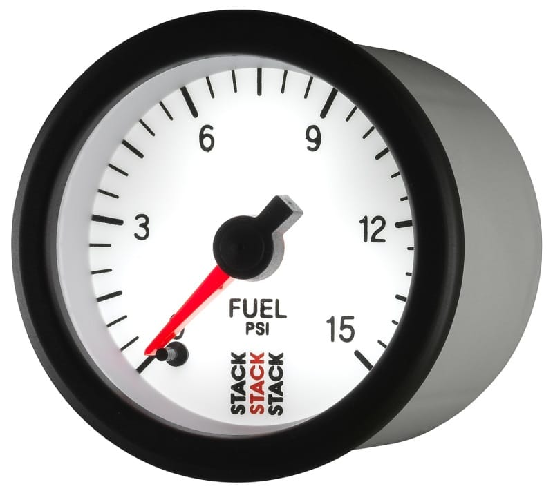 Autometer Stack 52mm 0-15 PSI 1/8in NPTF Male Pro Stepper Motor Fuel Pressure Gauge - White thumbnail 3