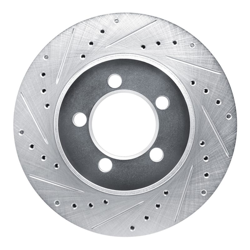 R1 1965-1972 Dodge Dart Front Left Drilled & Slotted Silver Brake Rotor