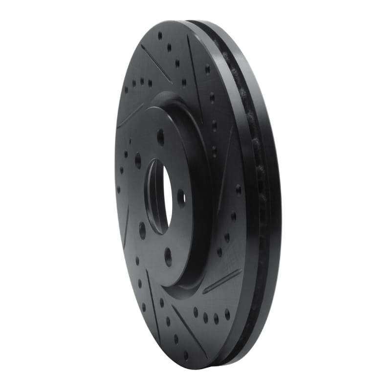 R1 03-09 Chrysler PT Cruiser Front Right Drilled & Slotted Black Brake Rotor thumbnail 2