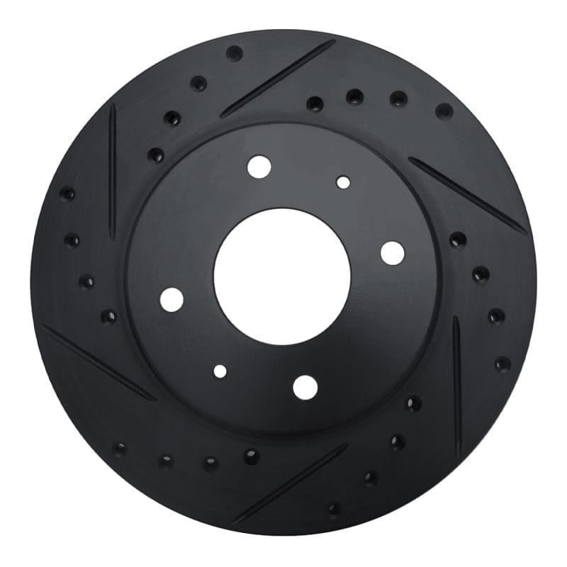 R1 85-91 Dodge 2000 GTX Front Left Drilled & Slotted Black Brake Rotor