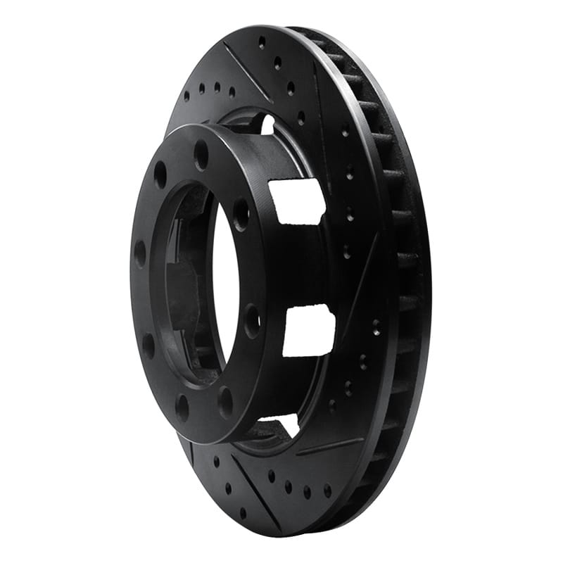 R1 75-93 Dodge W200 Front Right Drilled & Slotted Black Brake Rotor thumbnail 2