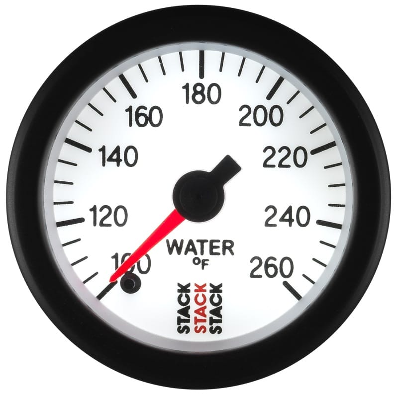 Autometer Stack 52mm 100-260 Deg F 1/8in NPTF Male Pro Stepper Motor Water Temp Gauge - White thumbnail 4