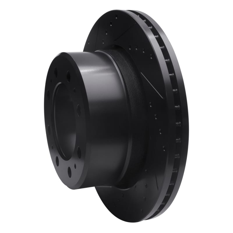 R1 09-25 Dodge Ram 2500 Rear Left Drilled & Slotted Black Brake Rotor