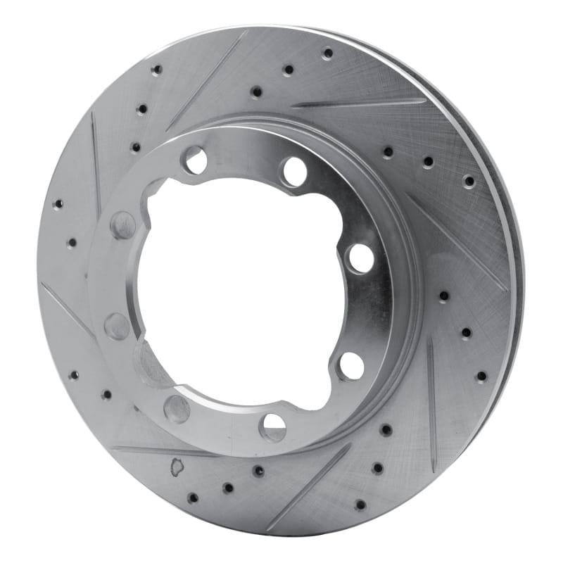 R1 88-00 Chevrolet Suburban 1500 Front Left Drilled & Slotted Silver Brake Rotor thumbnail 2