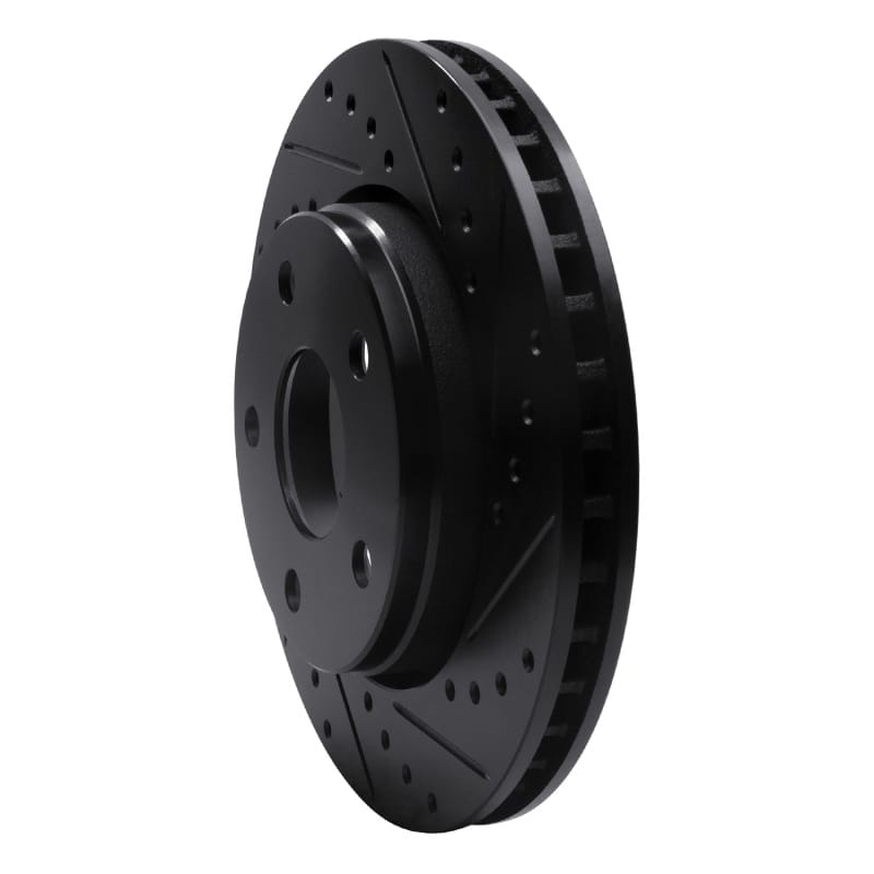 R1 07-18 Jeep Wrangler Front Right Drilled & Slotted Black Brake Rotor thumbnail 2