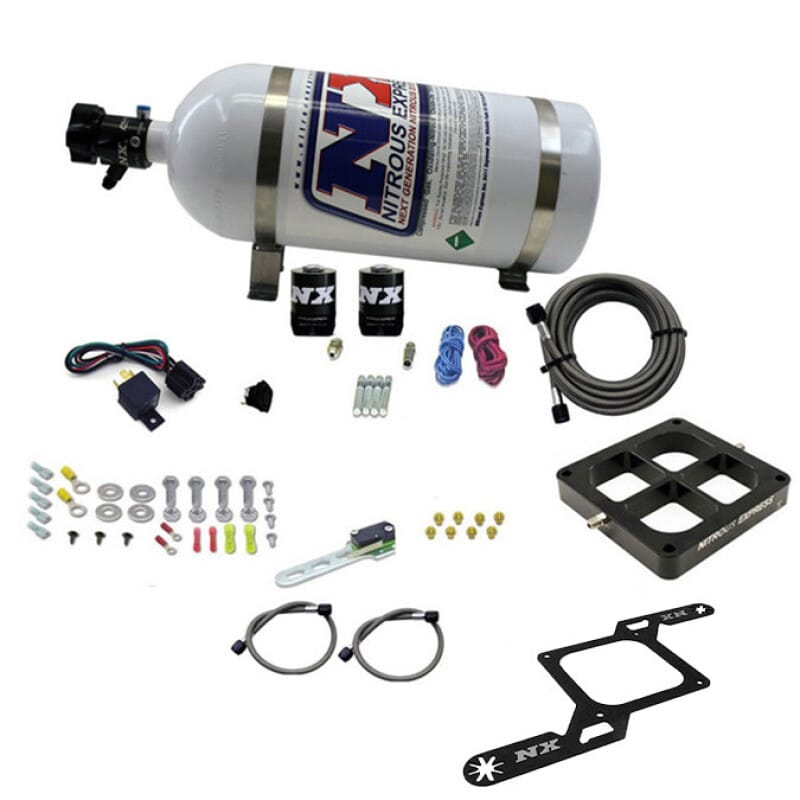 Nitrous Express Dry Dual Stage Billet Crossbar Plate System 100-1000hp (4500 Flange) w/10lb Bottle
