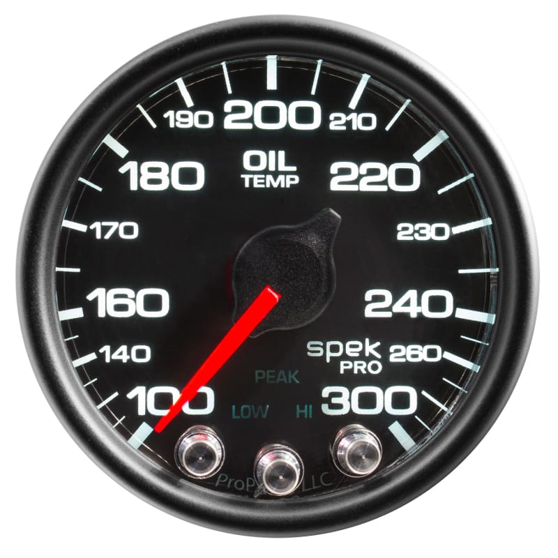 Autometer Spek-Pro Gauge Oil Temp 2 1/16in 300f Stepper Motor W/Peak & Warn Blk/Blk - P32232 thumbnail 3