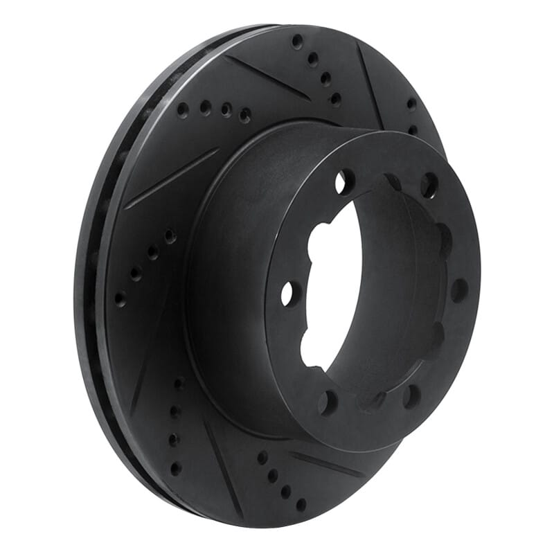 R1 06-25 American Coach Patriot Rear Right Drilled & Slotted Black Brake Rotor thumbnail 2