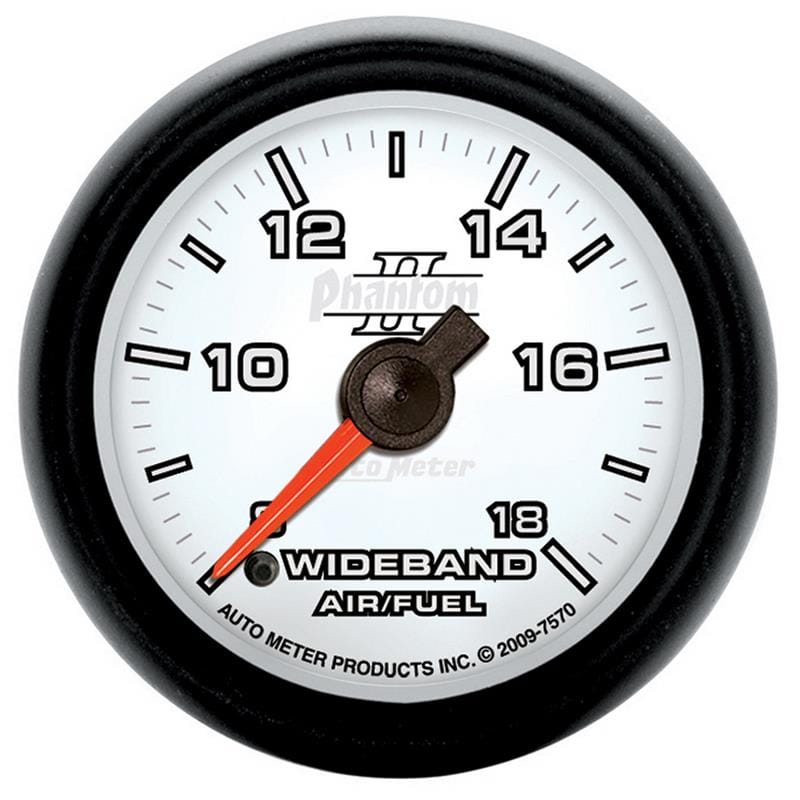 Autometer Phantom II 52mm Full Sweep Electronic 8:1-18:1 AFR Wideband Air/Fuel Ratio Analog Gauge