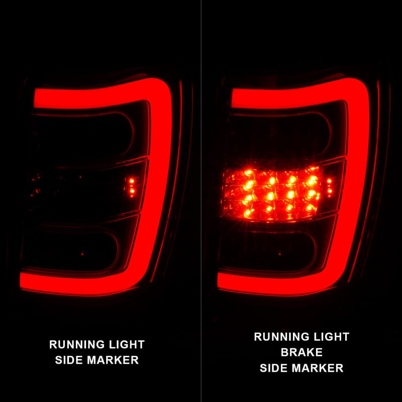 ANZO 1999-2004 Jeep Grand Cherokee LED Tail Lights w/ Light Bar Chrome Housing Red/Clear Lens thumbnail 2