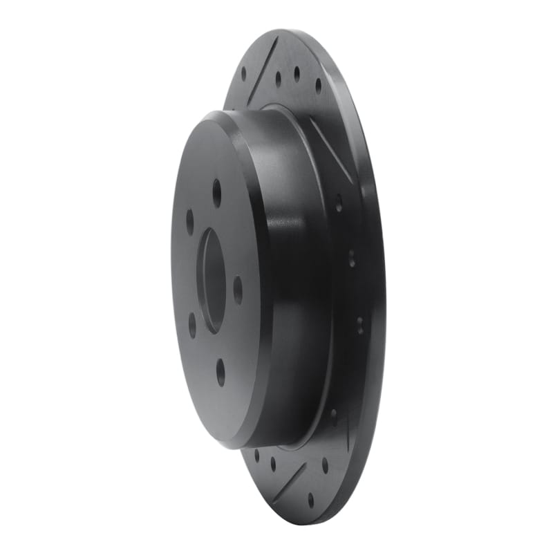 R1 95-07 Chrysler Sebring Rear Left Drilled & Slotted Black Brake Rotor thumbnail 2