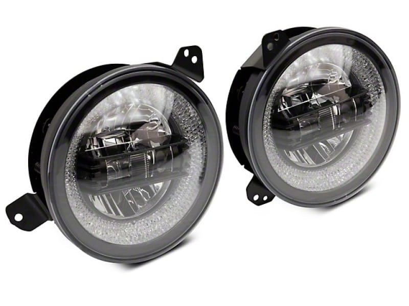 Raxiom 18-22 Jeep Wrangler JL/JT Axial 9-Inch LED Headlights w/RGB Halo- Black Housing (Clear Lens) thumbnail 2