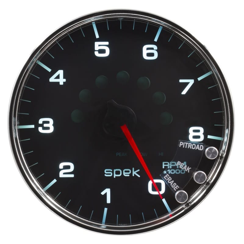 Autometer Spek-Pro Gauge Tachometer 5in 8K Rpm W/Shift Light & Peak Mem Black/Chrome - P23831 thumbnail 3