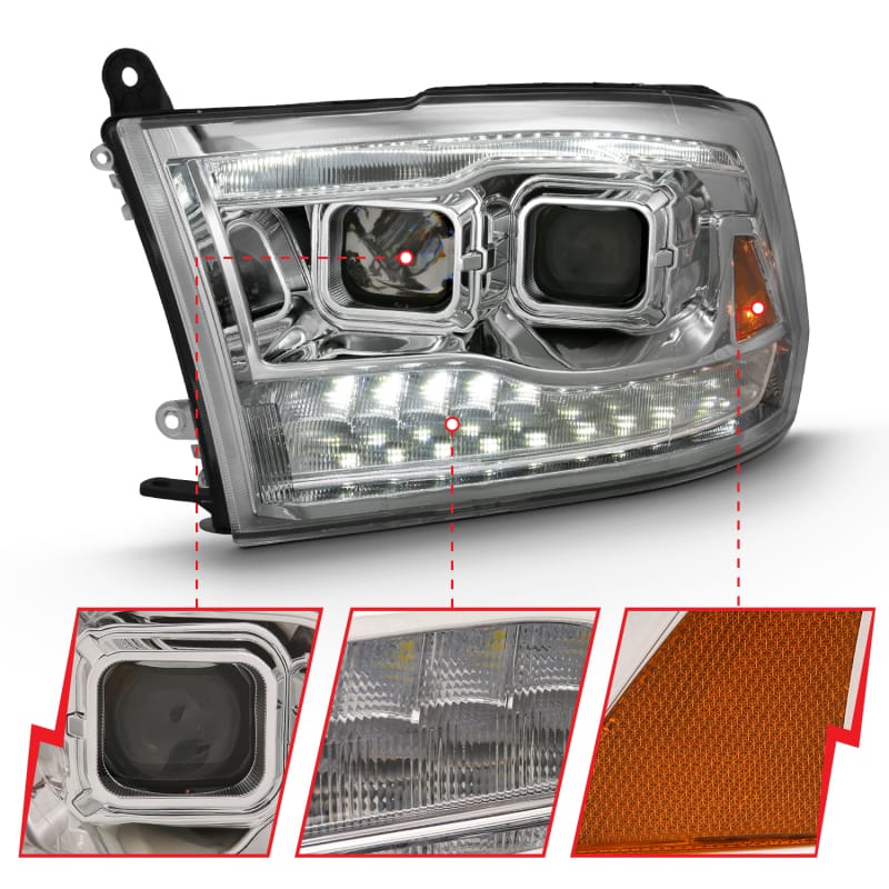 ANZO 2009-2018 Dodge Ram 1500 Projector H.L. Switchback Chrome Amber thumbnail 4