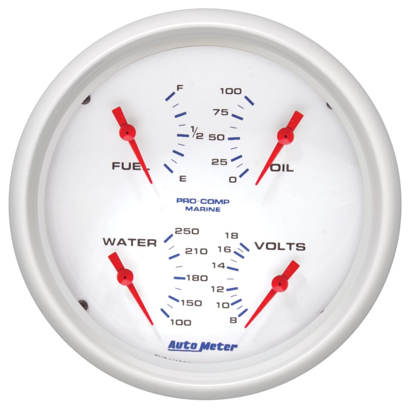 Autometer Marine White 5in Gauge Quad