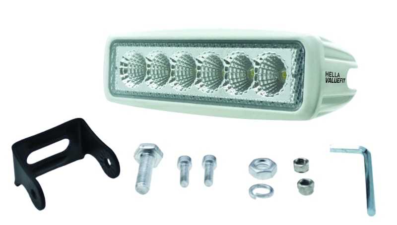 Hella Value Fit Mini Flush Mount 7.7in - 18W White Housing Flood Beam LED Light Bar thumbnail 6