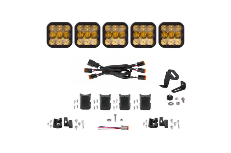 Diode Dynamics SS5 Sport Universal CrossLink 5-Pod Lightbar - Yellow Combo