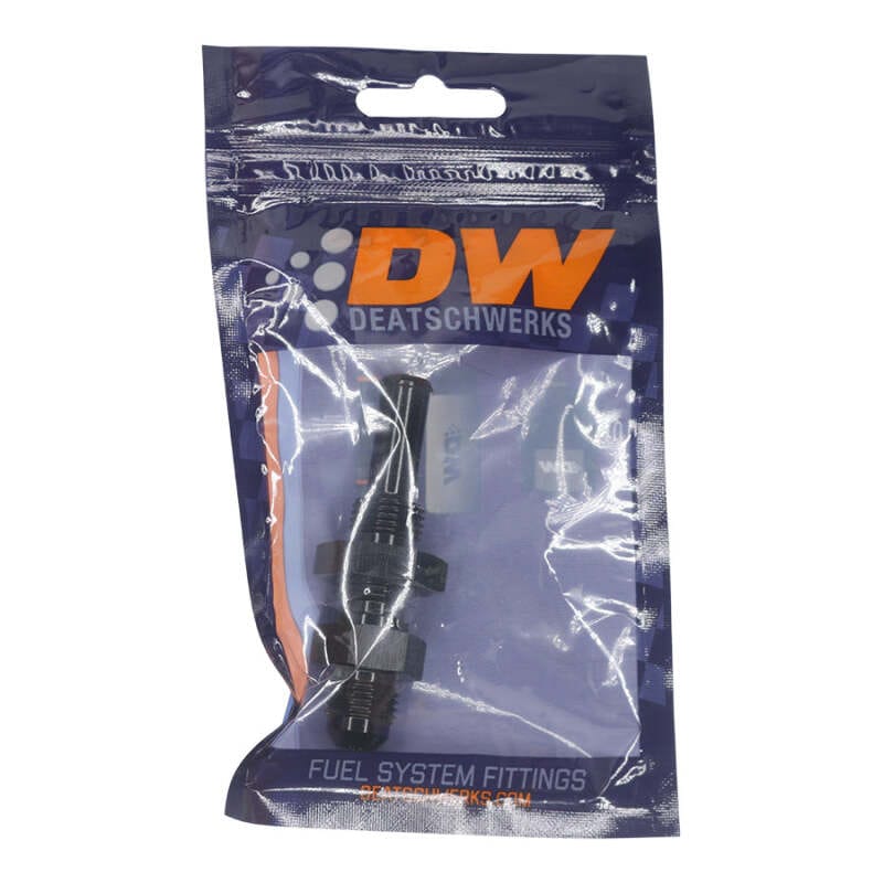DeatschWerks 6AN Male Flare to Straight 3/8in Single Hose Barb - Anodized Matte Black thumbnail 2