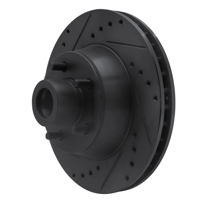 R1 71-81 Chrysler Newport Front Left Drilled & Slotted Black Brake Rotor thumbnail 2