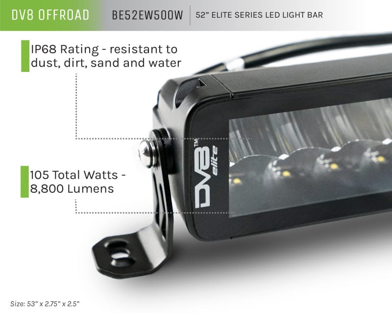 DV8 Offroad 52in Elite Series Light Bar 500W LED - Black thumbnail 9
