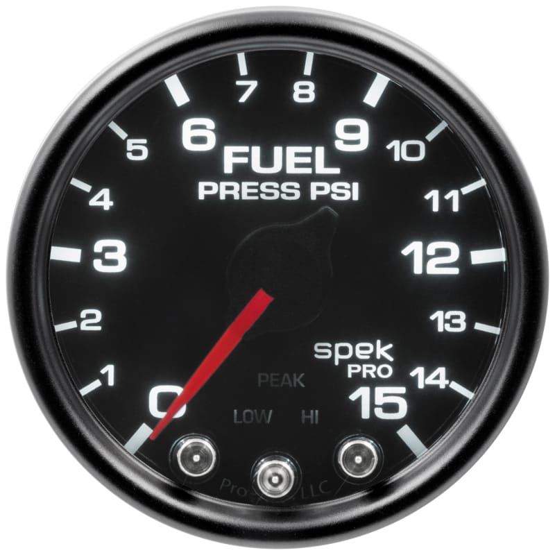 Autometer Spek-Pro Gauge Fuel Press 2 1/16in 15psi Stepper Motor W/Peak & Warn Blk/Smoke/Blk thumbnail 3
