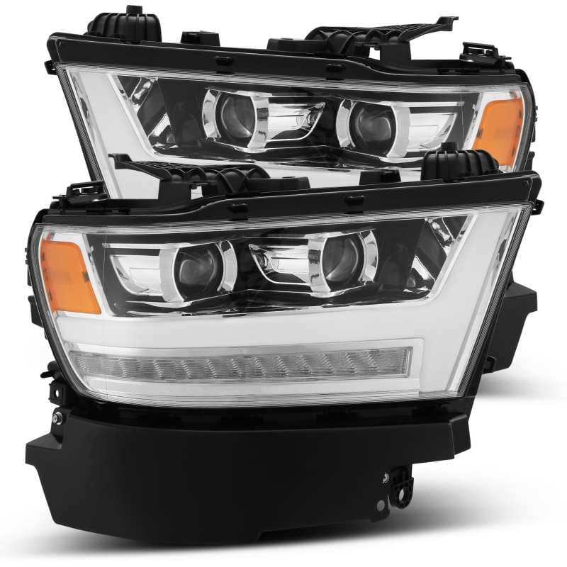 AlphaRex 19-20 Dodge Ram 1500 LUXX LED Proj Headlights Plank Chrome w/Activ Light/Seq Signal/DRL thumbnail 2