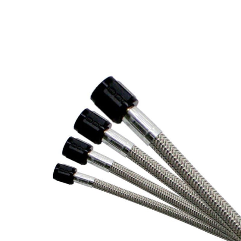 Nitrous Express 4AN 22in Stainless Braided Double SHO Hose (w/Black 3AN Ends - Both Ends)
