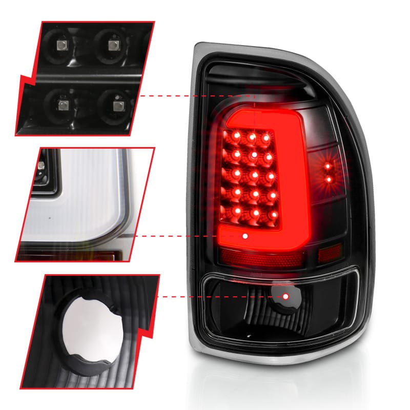 ANZO 1997-2004 Dodge Dakota LED Taillights Black Housing Clear Lens Pair thumbnail 4