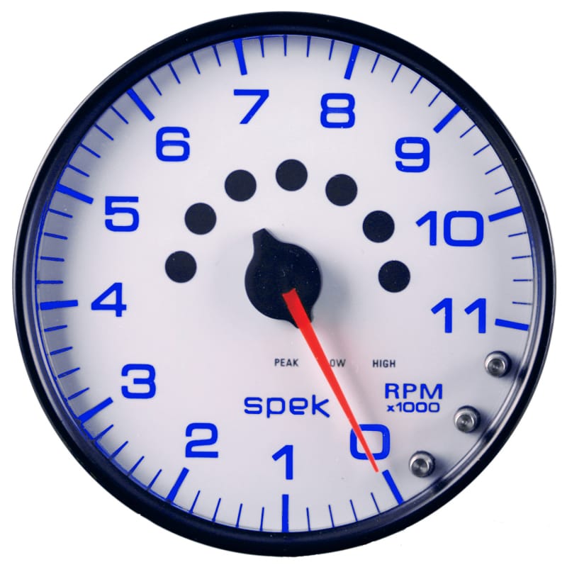 Autometer Spek-Pro Gauge Tachometer 5in 11K Rpm W/Shift Light & Peak Mem White/Black - P23912 thumbnail 2