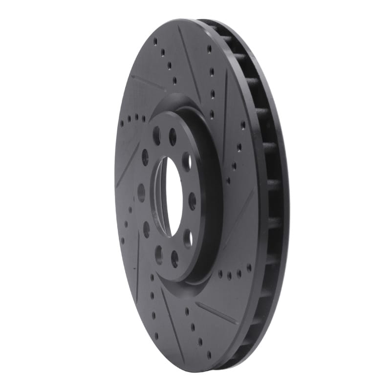 R1 2013-2023 Chrysler 200 Front Right Drilled & Slotted Black Brake Rotor