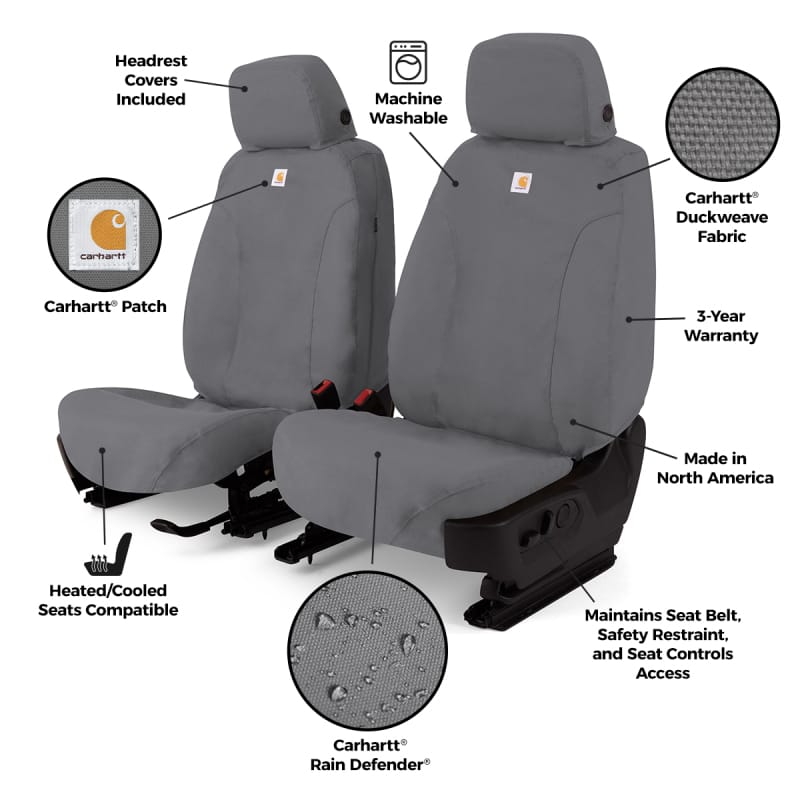 Covercraft 24-26 Jeep Wrangler Fr Buckets Carhartt SeatSaver Custom Front Row Seat Cover - SSC2650CAGY thumbnail 3