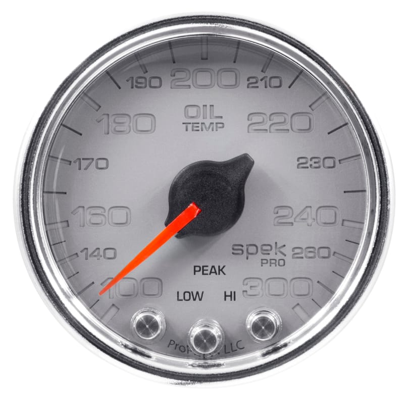 Autometer Spek-Pro Gauge Oil Temp 2 1/16in 300f Stepper Motor W/Peak & Warn Slvr/Chrm - P32221 thumbnail 2