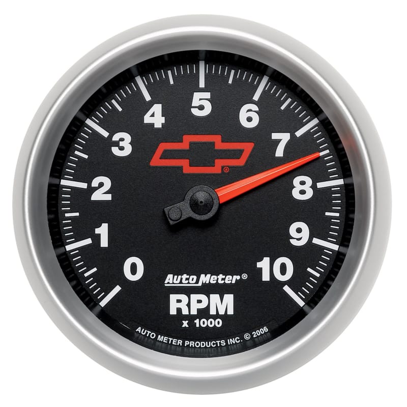 AutoMeter Gauge Tachometer 3-3/8in. 10K RPM In-Dash Chevy Red Bowtie Black thumbnail 2