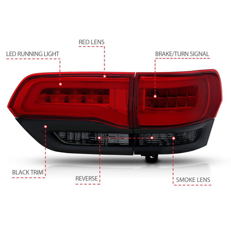 ANZO 2014-2016 Jeep Grand Cherokee LED Taillights Red/Smoke thumbnail 5