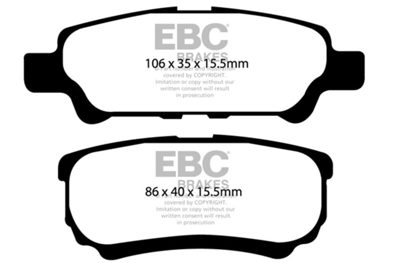 EBC 06-12 Dodge Caliber 2.4 Extra Duty Rear Brake Pads thumbnail 3