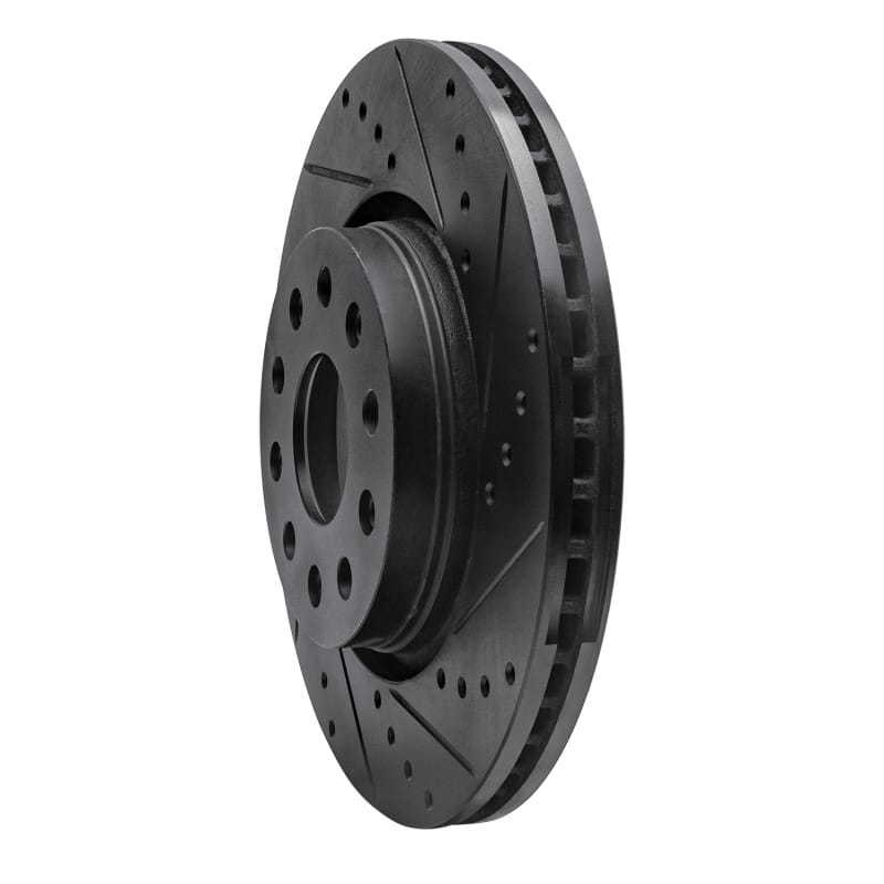 R1 2002-2018 Dodge Sprinter 2500 Rear Right Drilled & Slotted Black Brake Rotor thumbnail 2