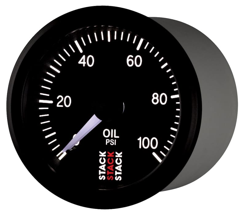Autometer Stack 52mm 0-100 PSI 1/8in NPTF (M) Mechanical Oil Pressure Gauge - Black thumbnail 3