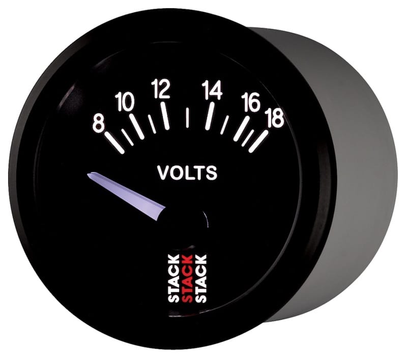 Autometer Stack Instruments 52mm 8-18V Electric Battery Voltage Gauge - Black thumbnail 3