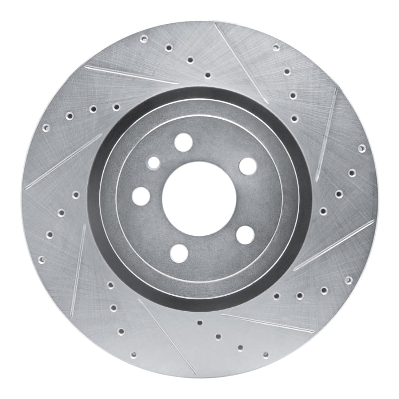 R1 14-23 Dodge Charger Front Right Drilled & Slotted Silver Brake Rotor