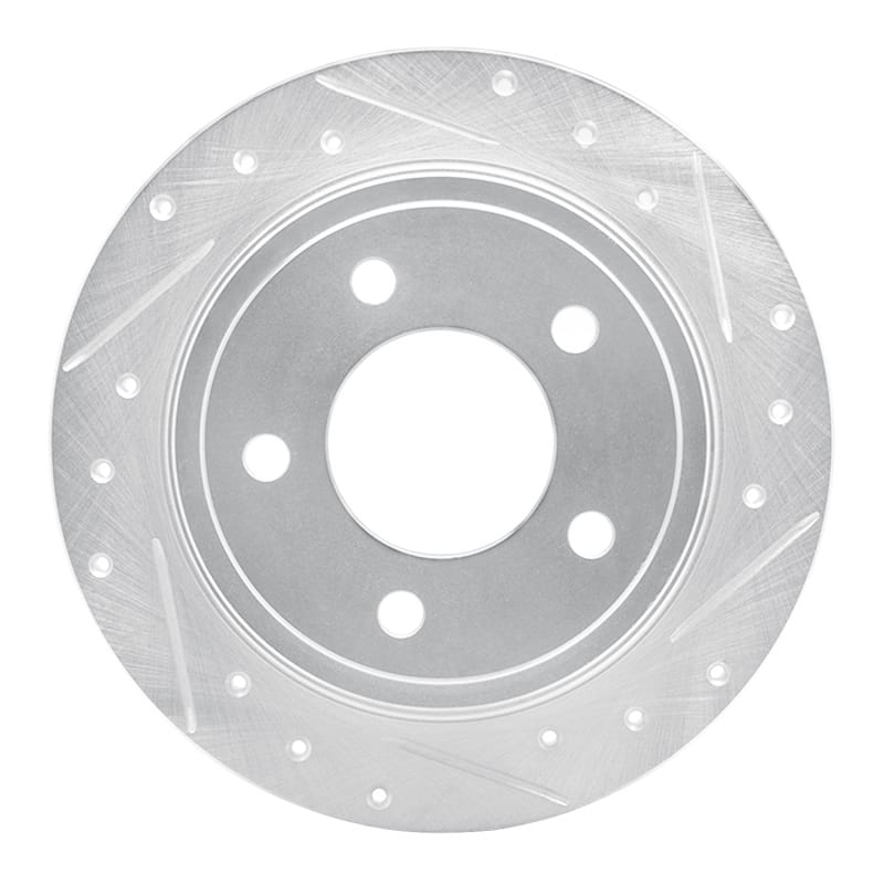 R1 93-04 Chrysler Concorde Rear Right Drilled & Slotted Silver Brake Rotor