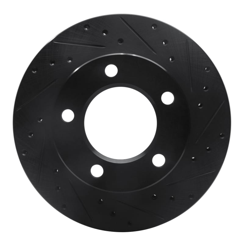 R1 76-86 Jeep CJ5 Front Right Drilled & Slotted Black Brake Rotor