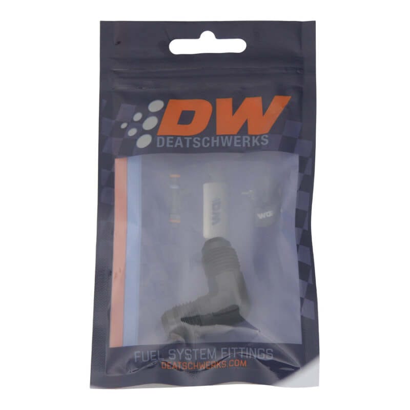 DeatschWerks 6AN Male Flare to 6AN Male Flare 90-Degree Fitting - Anodized Matte Black thumbnail 2