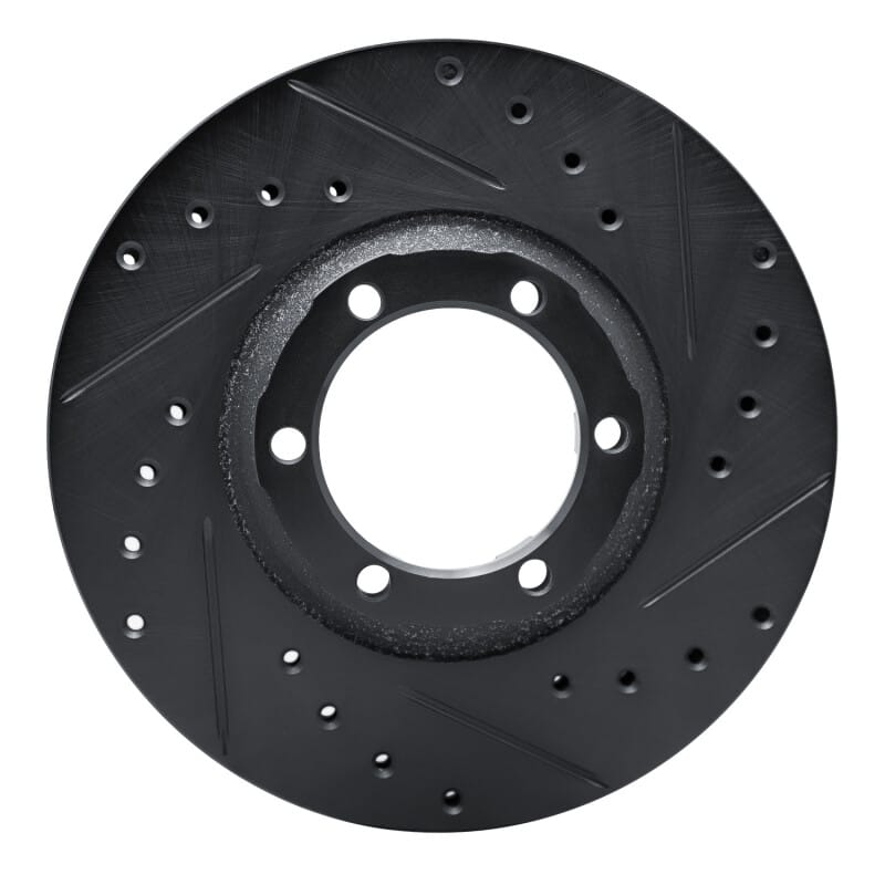 R1 86-96 Dodge Ram 50 Front Right Drilled & Slotted Black Brake Rotor
