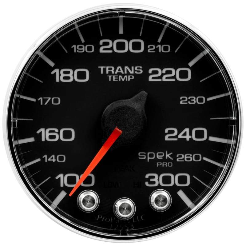 Autometer Spek-Pro Gauge Trans Temp 2 1/16in 300f Stepper Motor W/Peak & Warn Blk/Chrm thumbnail 2