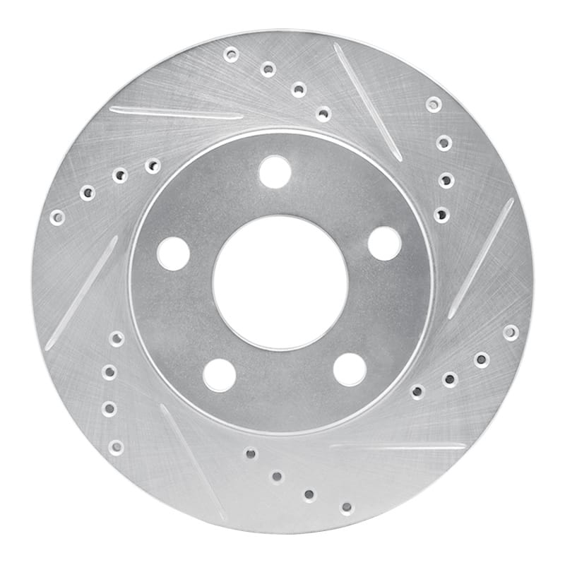 R1 87-90 Chrysler Town & Country Front Right Drilled & Slotted Silver Brake Rotor