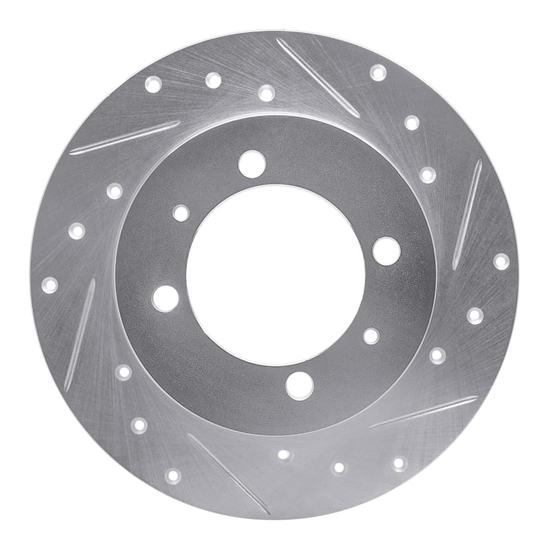R1 88-93 Dodge COLT Rear Right Drilled & Slotted Silver Brake Rotor