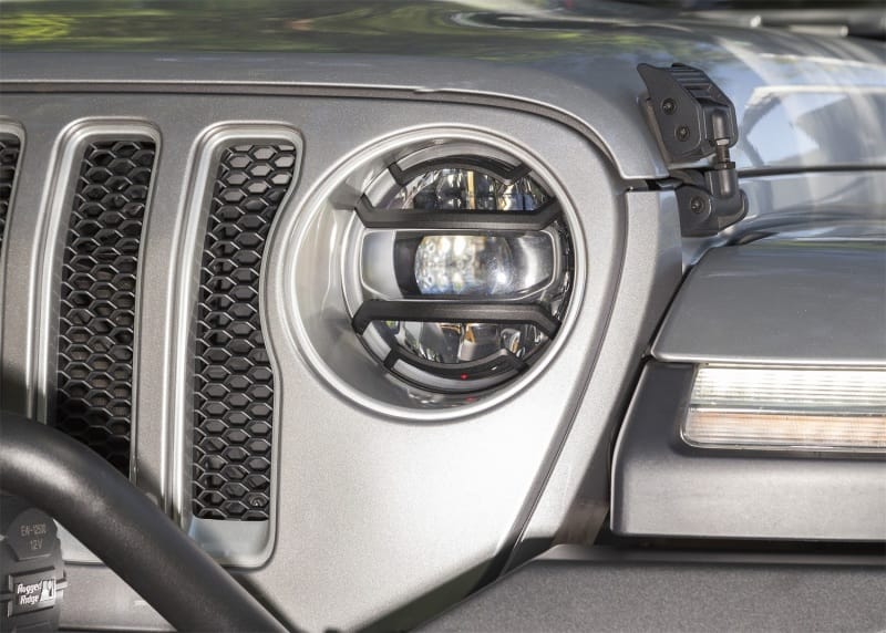Rugged Ridge 18-20 Jeep Wrangler JL / 2020 Jeep Gladiator JT Black Elite Headlight Guards Black thumbnail 2